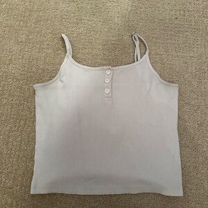 PacSun Cream Ribbed Camisole with Button Detail
